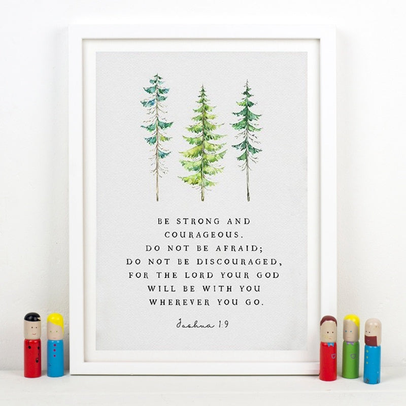 Joshua 1:9 Strong and Courageous Canvas Painting