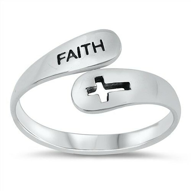 Vintage Adjustable Cross and Faith Ring