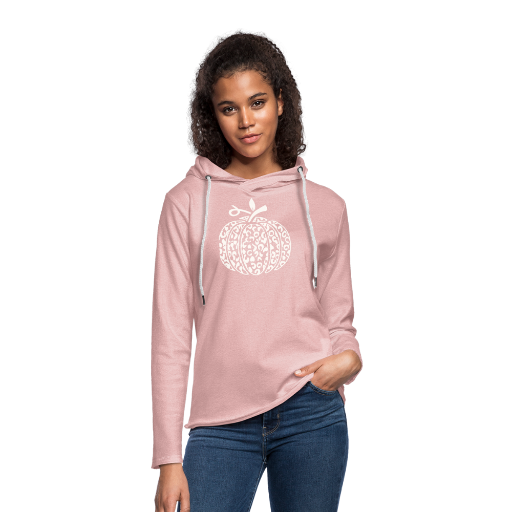 Cream & Pink Pumpkin Lightweight Terry Hoodie - cream heather pink