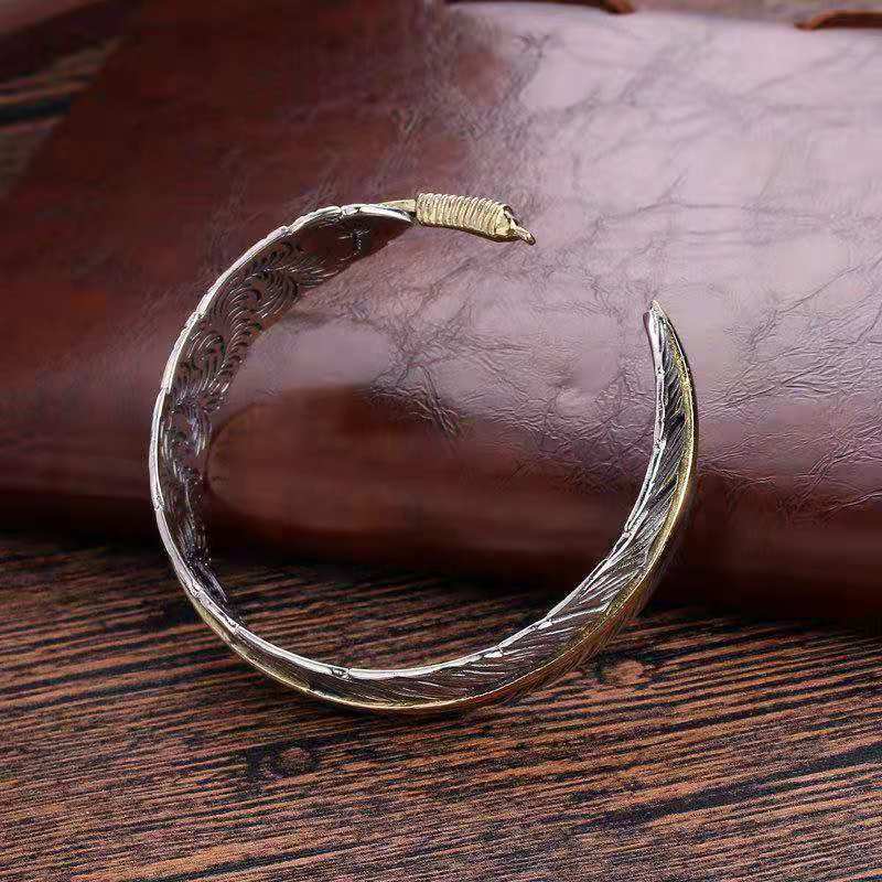 Men's Vintage Feather Bangle Bracelet
