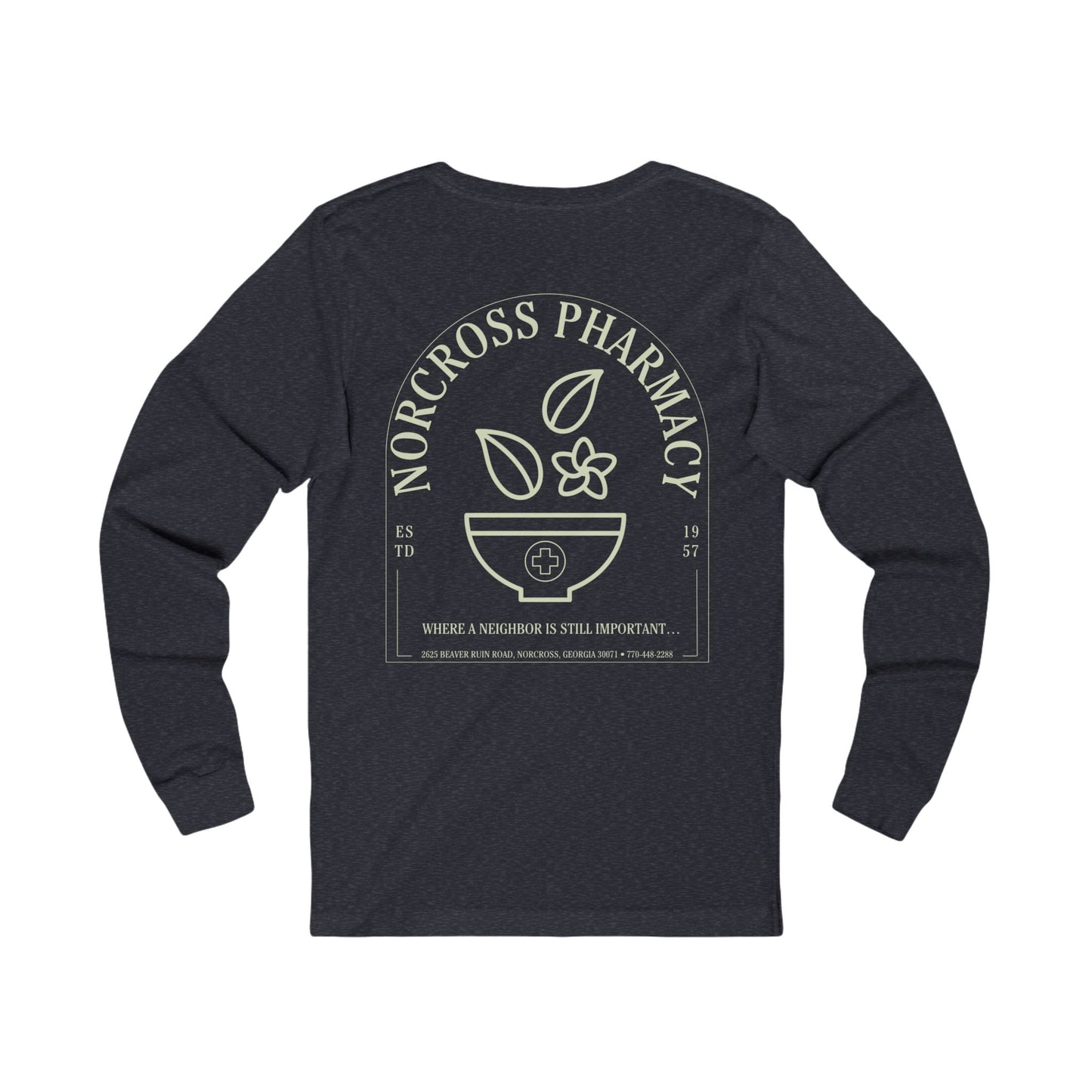 Vintage-Inspired Long Sleeve Relaxed Unisex T-Shirt for Norcross Pharmacy
