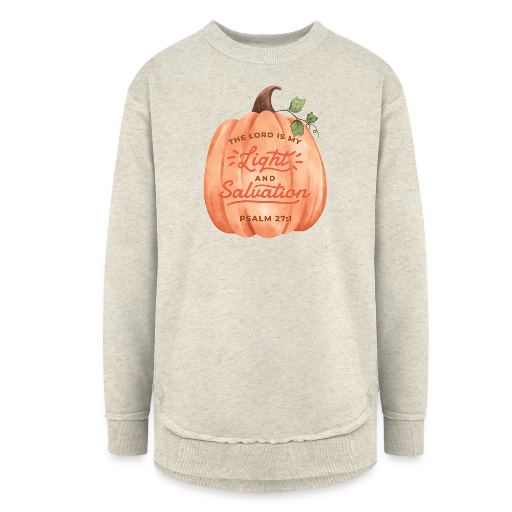 Psalm 27:1 Women's Weekend Tunic Fleece Sweatshirt - heather oatmeal