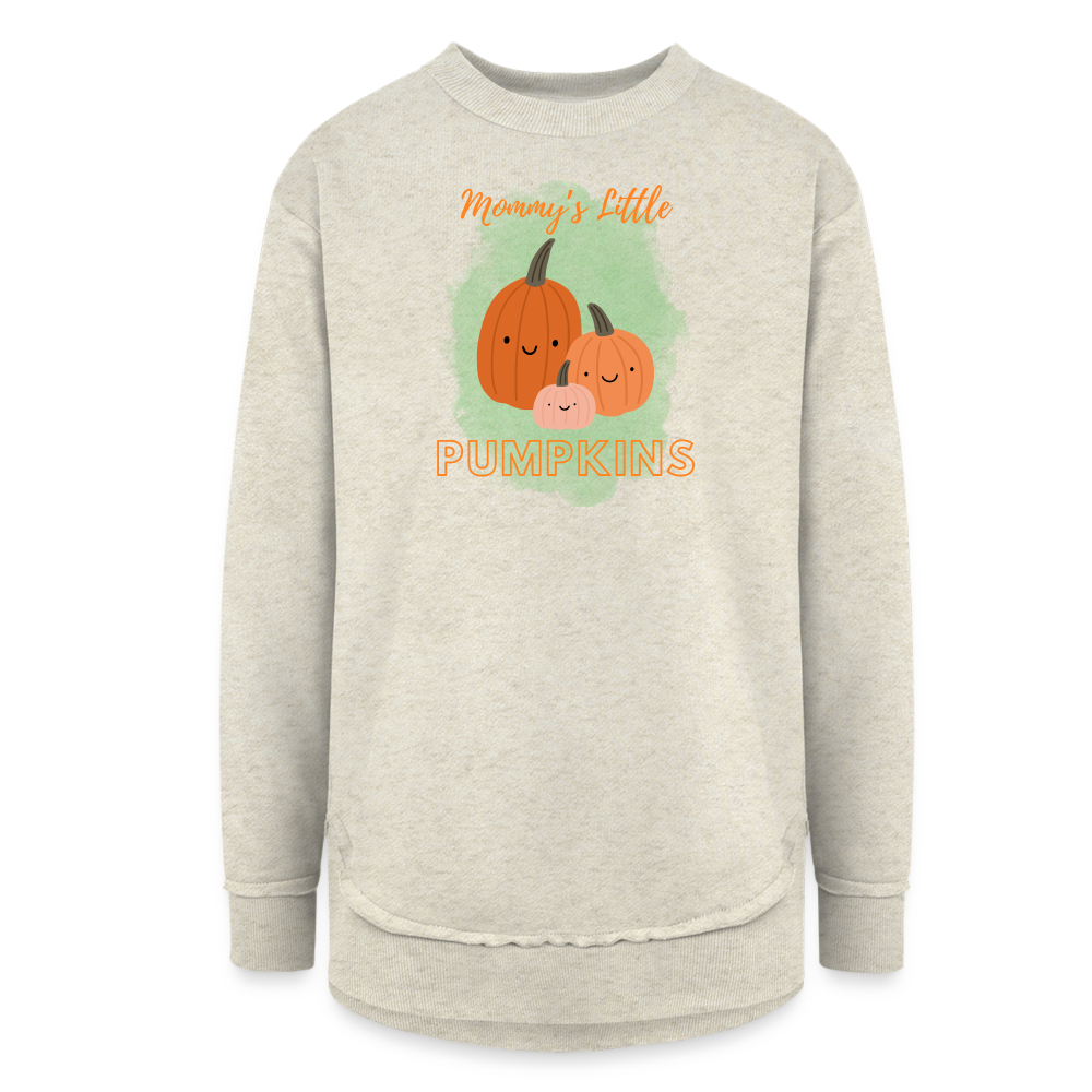 Mommy's Little Pumpkins Women's Weekend Tunic Fleece Sweatshirt - heather oatmeal
