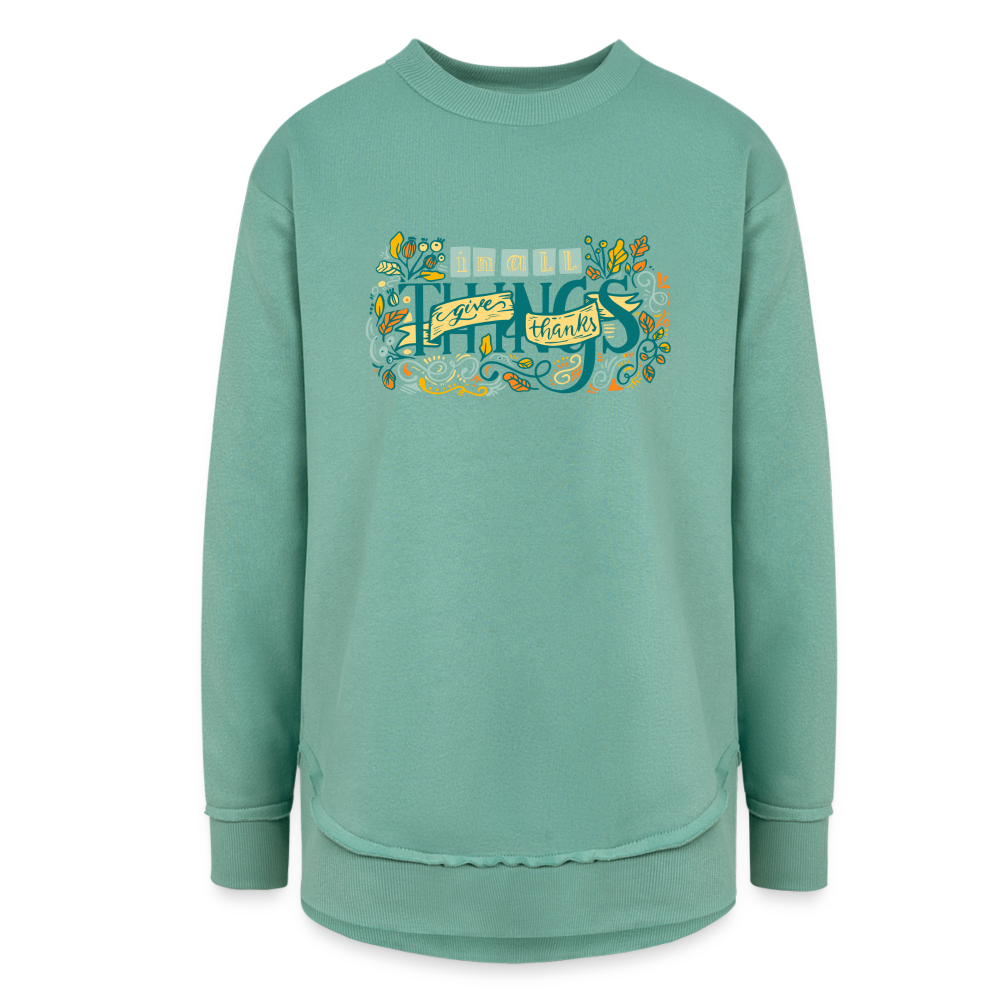 Give Thanks Women's Weekend Tunic Fleece Sweatshirt - saltwater