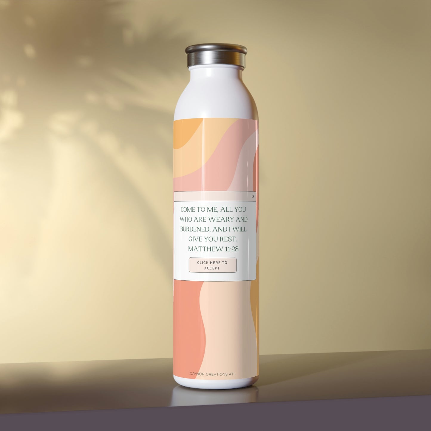 Slim Water Bottle with Matthew 11:28