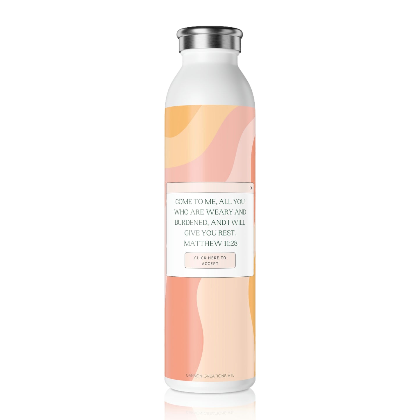 Slim Water Bottle with Matthew 11:28