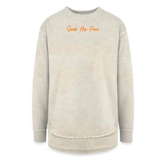 Seek His Face Women's Weekend Tunic Fleece Sweatshirt - heather oatmeal