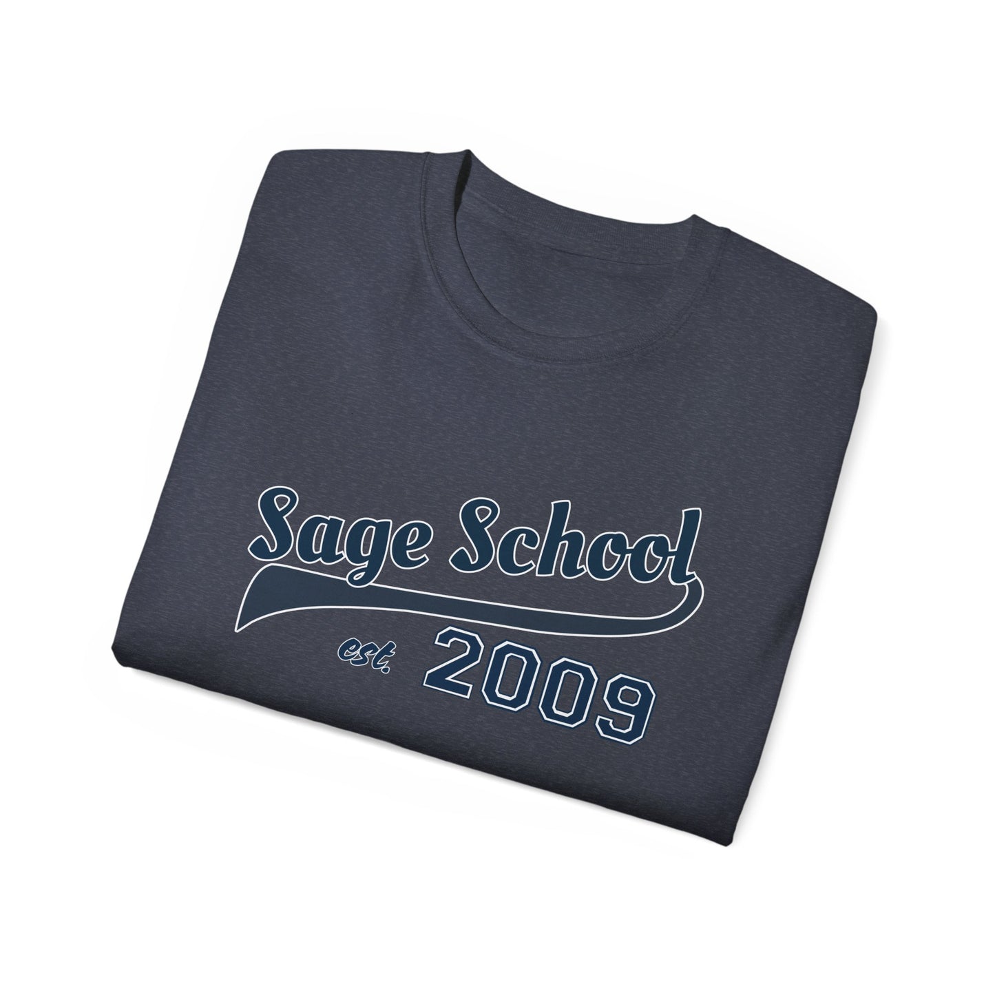 Navy Sage School Est. 2009 T‑Shirt — Vintage Navy