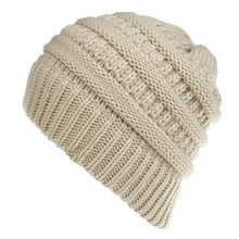 Multi-Color Knitted Hat Ladies Ponytail Style