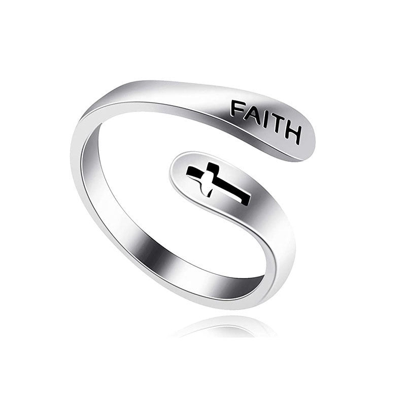 Vintage Adjustable Cross and Faith Ring