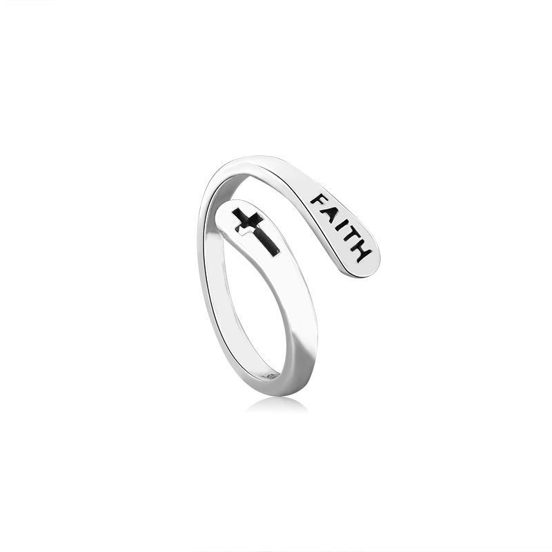 Vintage Adjustable Cross and Faith Ring