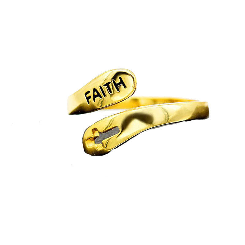 Vintage Adjustable Cross and Faith Ring