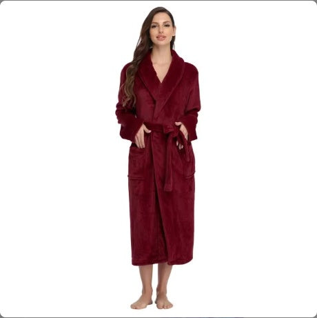 Plush Soft Warm Hooded Bathrobe for Women