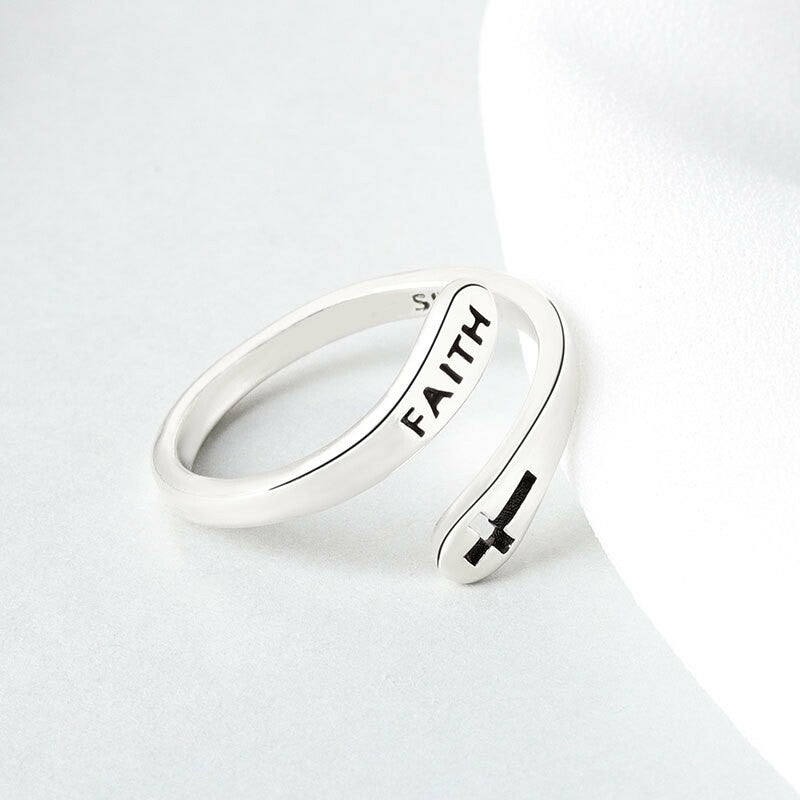 Vintage Adjustable Cross and Faith Ring
