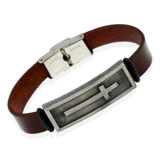 Men's Cross Cowhide Bracelet