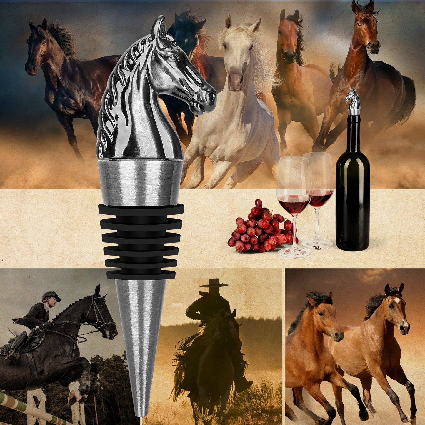 Luxury Horse Head Wine Bottle Stopper