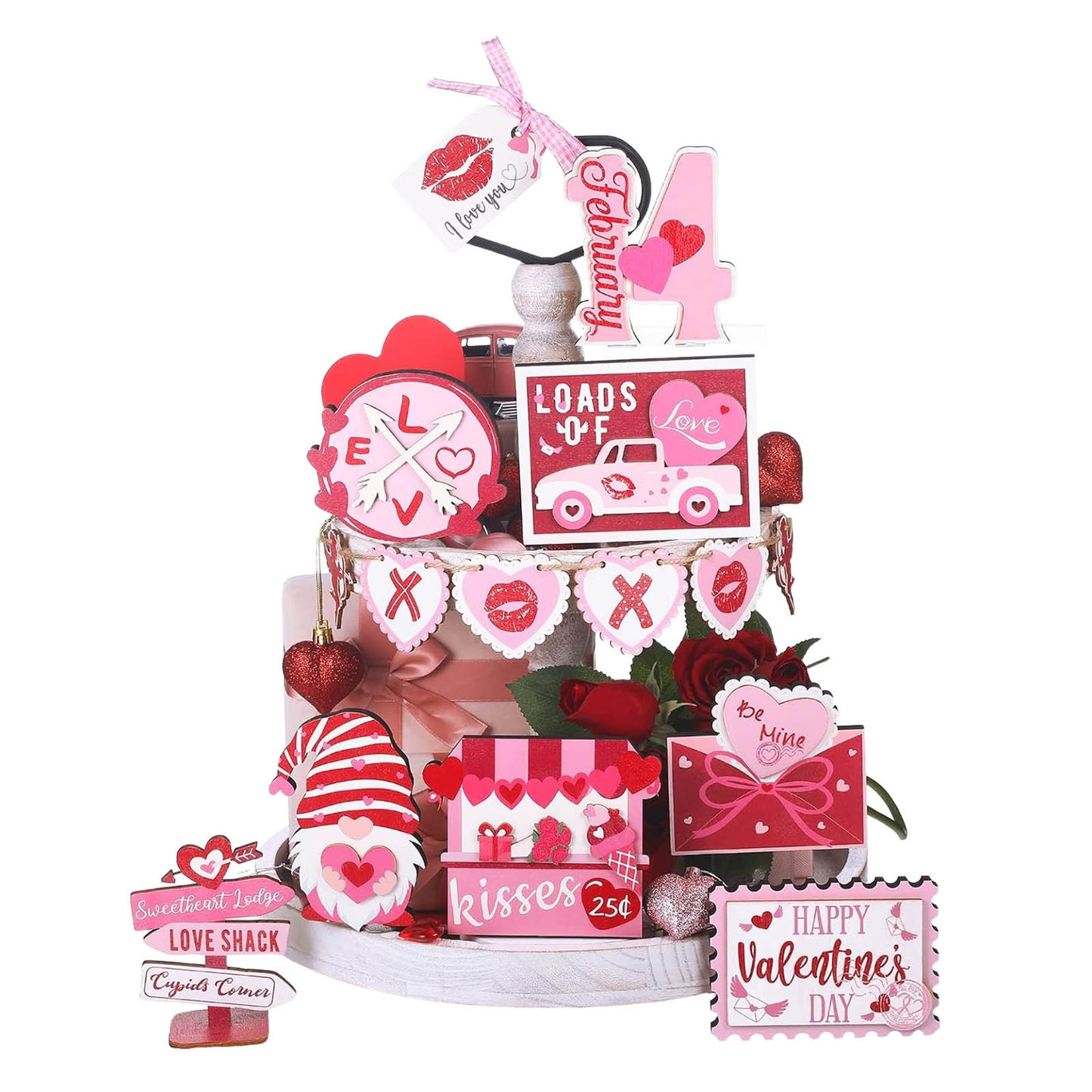 Valentine’s Wooden Decorative Tray Ornaments