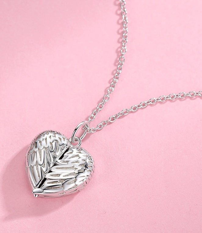 Custom Winged-Heart Locket necklace