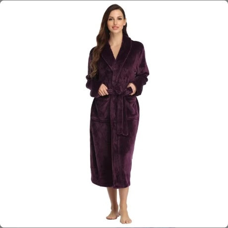 Plush Soft Warm Hooded Bathrobe for Women