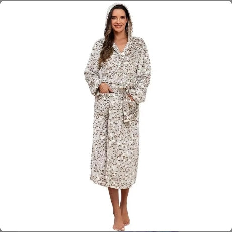 Plush Soft Warm Hooded Bathrobe for Women