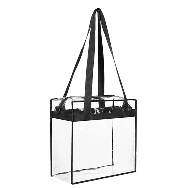 2x Clear Zip Tote Bag for Stadium Security
