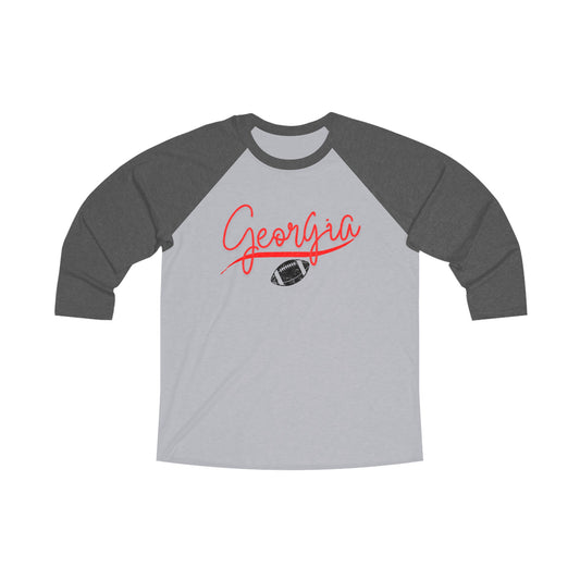 UGA Football Unisex Tri-Blend 3\4 Raglan Tee