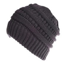 Multi-Color Knitted Hat Ladies Ponytail Style