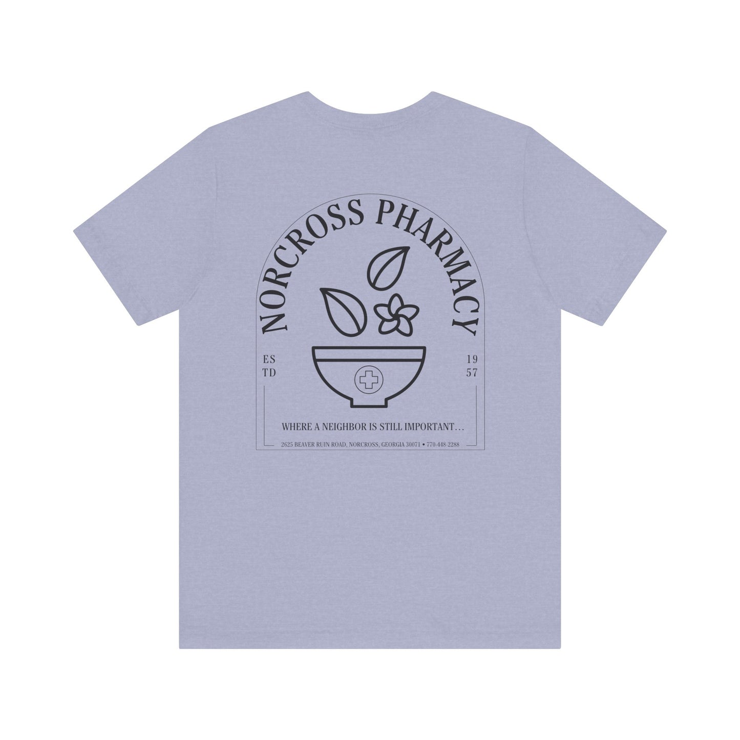Norcross Pharmacy 1 Unisex Jersey Tee - ‘Norcross Pharmacy’ Design
