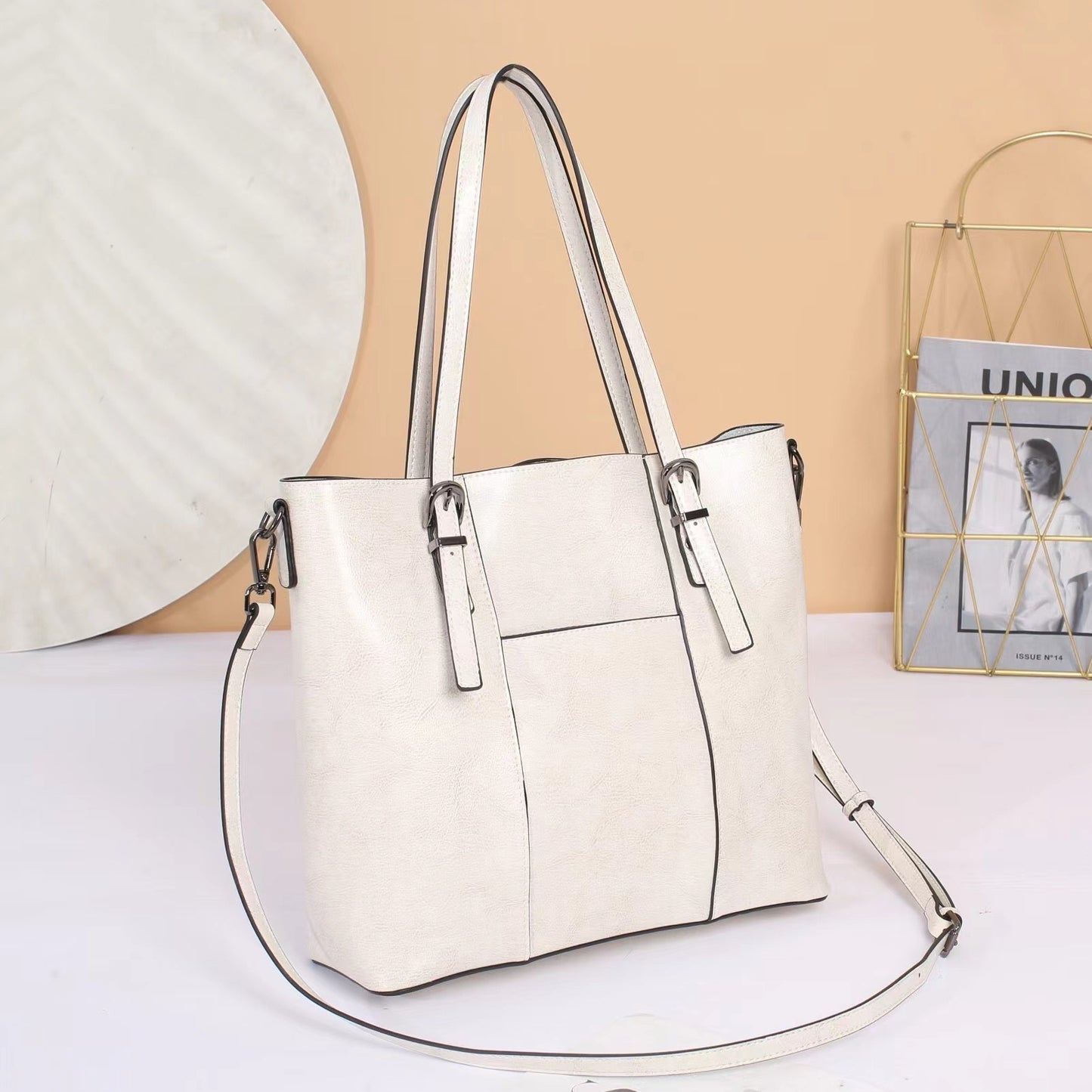 Pure Leather Messenger Tote
