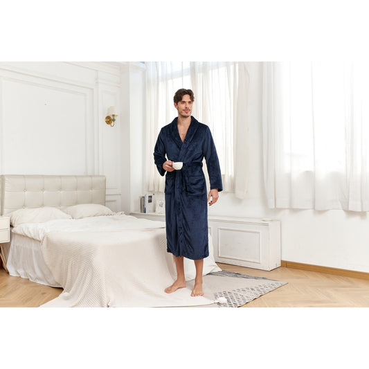 RONGTAI Mens Plush Long Soft And Warm Full Length Bathrobe