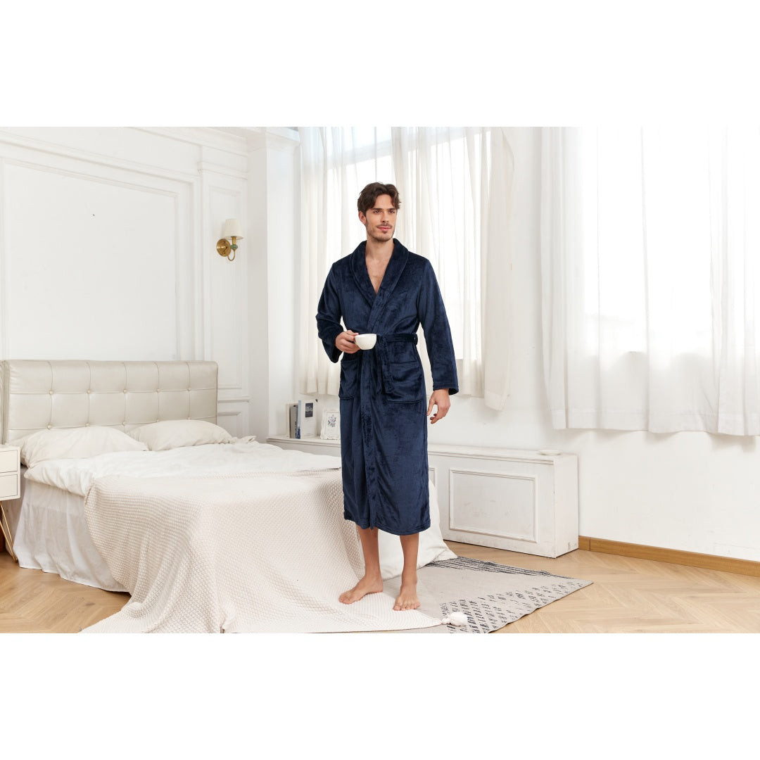 RONGTAI Mens Plush Long Soft And Warm Full Length Bathrobe