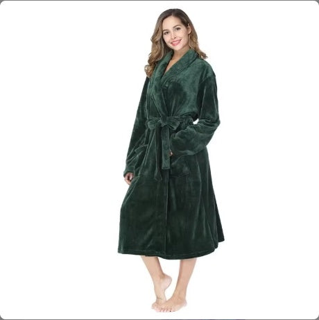 Plush Soft Warm Hooded Bathrobe for Women