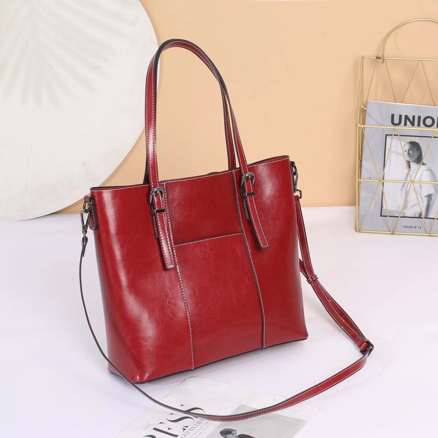Pure Leather Messenger Tote