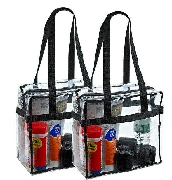 2x Clear Zip Tote Bag for Stadium Security