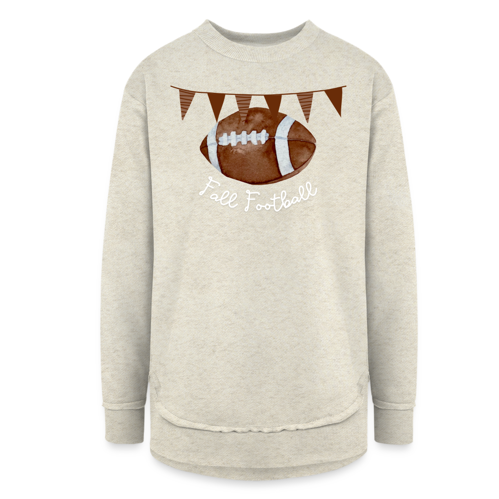 Fall Football Women's Weekend Tunic Fleece Sweatshirt - heather oatmeal