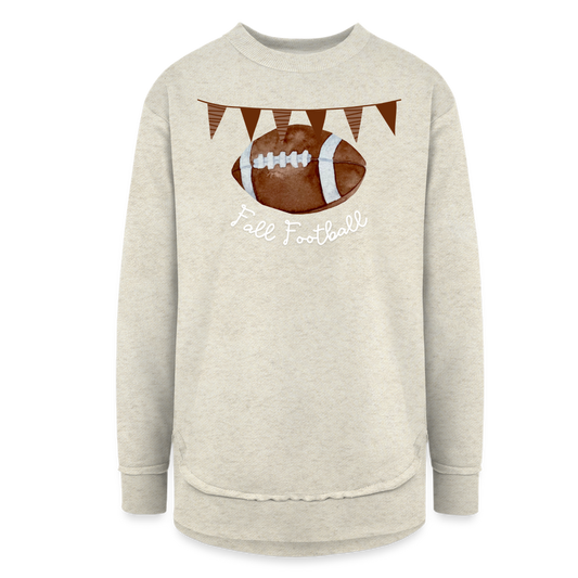Fall Football Women's Weekend Tunic Fleece Sweatshirt - heather oatmeal