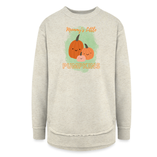 Mommy's Little Pumpkins Women's Weekend Tunic Fleece Sweatshirt - heather oatmeal