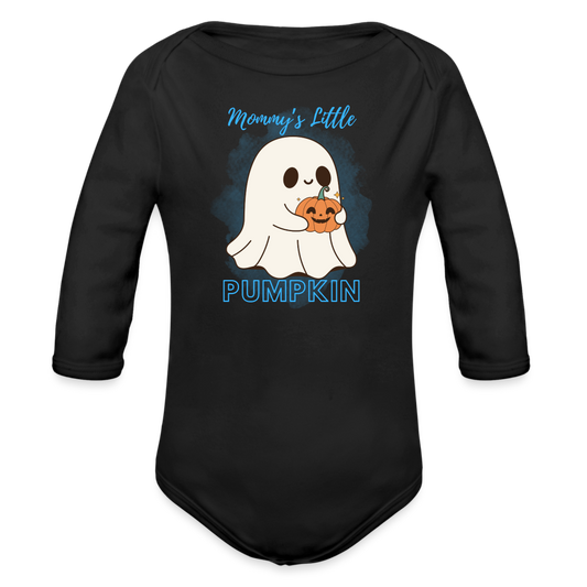 Mommy's Blue Pumpkin Organic Long Sleeve Baby Bodysuit - black