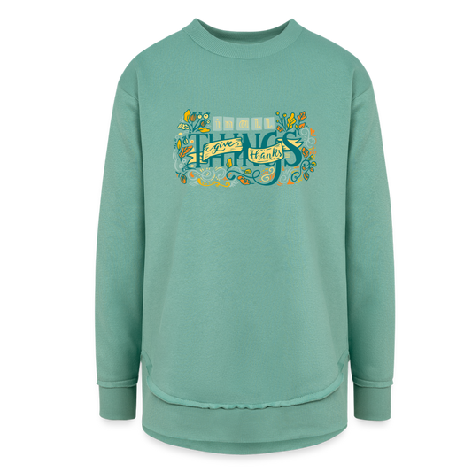 Give Thanks Women's Weekend Tunic Fleece Sweatshirt - saltwater